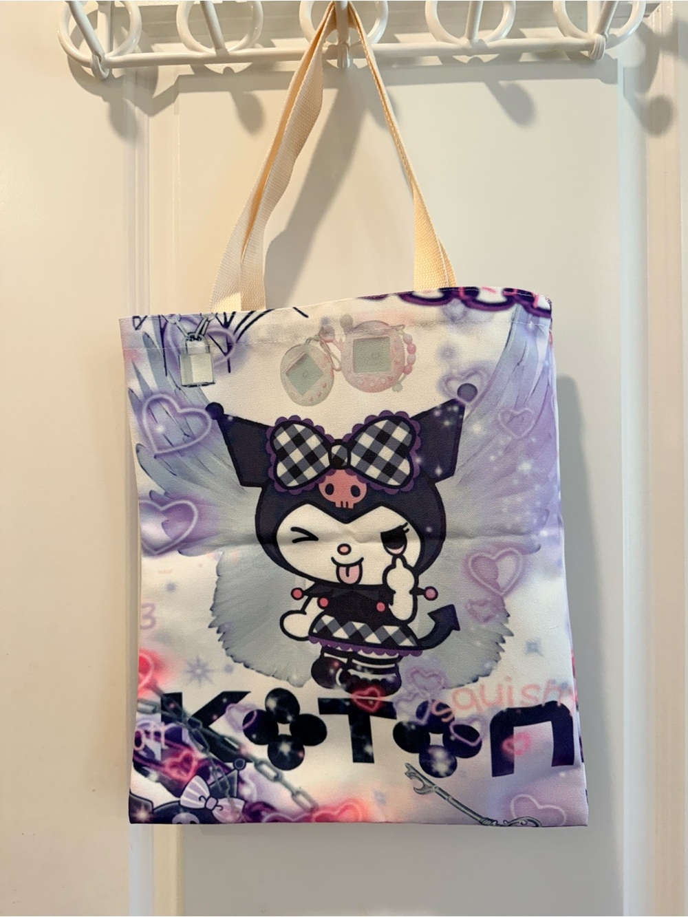 Sanrio Kuromi Tote Bag in Purple, Black, Cream